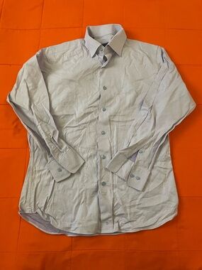 David Donahue Dress Shirt Mens 16 32/33 Geometric Trim Fit Long Sleeves